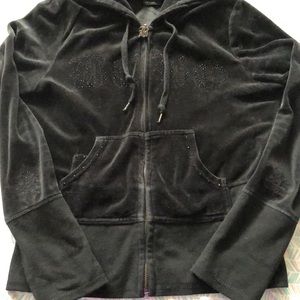 BCBG velour zip up sweater